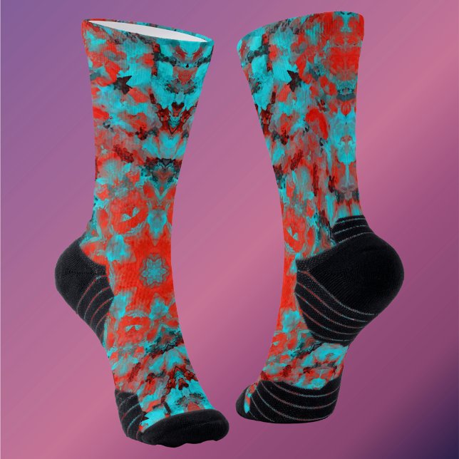 Digital Mandala Red and Blue Socks (Creator Uploaded)