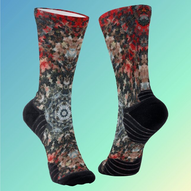 Digital Mandala Red and White Socks (Creator Uploaded)