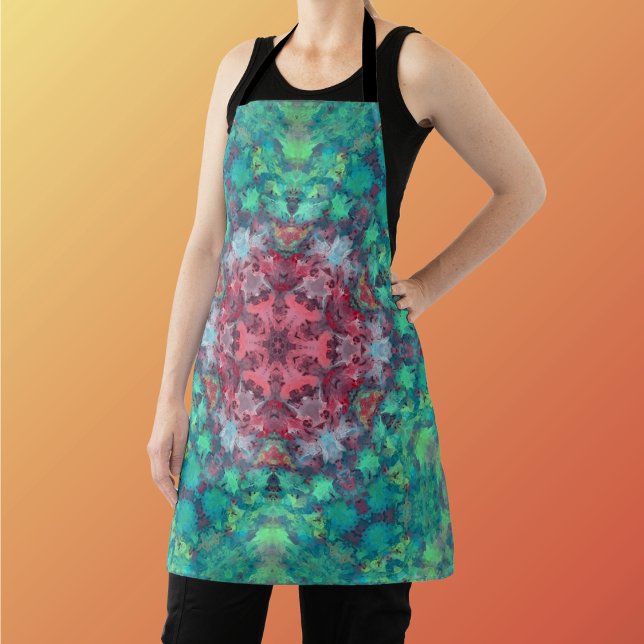 Digital Mandala Red Green and Blue Apron (Creator Uploaded)