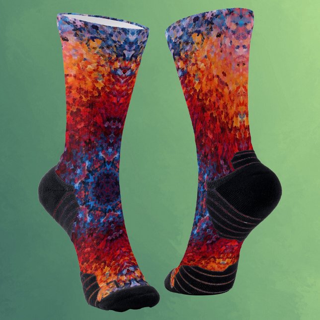 Digital Mandala Red Orange and Blue Socks (Creator Uploaded)