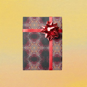 Digital Mandala Red White Orange and Black Wrapping Paper