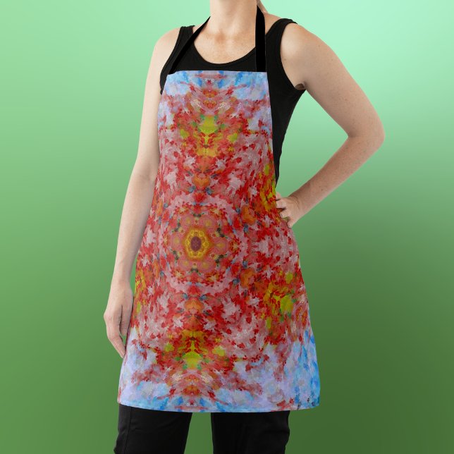 Digital Mandala Red Yellow and Blue Apron (Creator Uploaded)