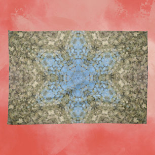 Digital Mandala Yellow and Blue Tea Towel