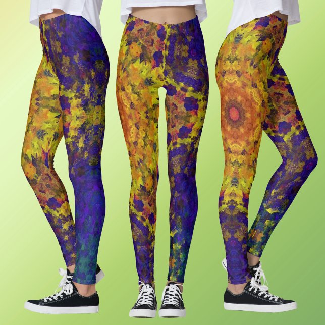 Digital Mandala Yellow Blue and Purple Leggings (Creator Uploaded)