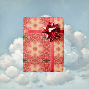 Digital Mandala Yellow, Pink, and Red Wrapping Paper