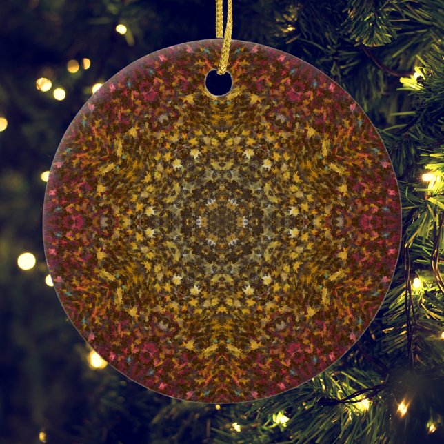 Digital Mandala Yellow Red and Pink Ceramic Tree Decoration (Creator Uploaded)