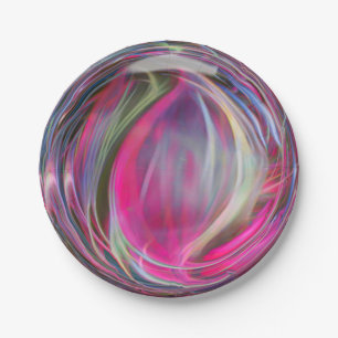 Digital Marble Soap Bubble Paper Plate