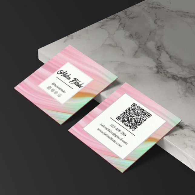Digital Marketing Expert QR Code Trendy Square  Business Card (Creator Uploaded)