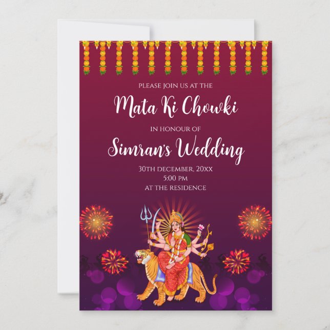Digital Mata ki Chowki invite & Maa Sherawali (Front)