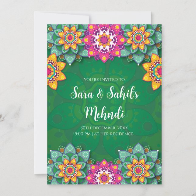 Digital Mehndi invitations & Wedding Mendhi invite (Front)