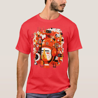 Digital Mind A Vibrant and Playful Illustration of T-Shirt