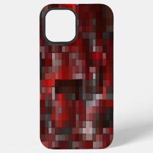 Digital mosaic of squares in red shades and grey iPhone 12 pro max case