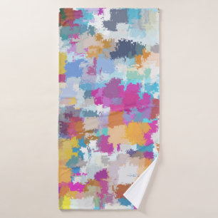 Digital Multicolor Abstract Pattern Bath Towel