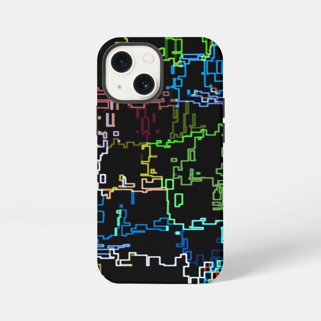 Digital Multicolored Abstract Line Pattern iPhone Case (Back)