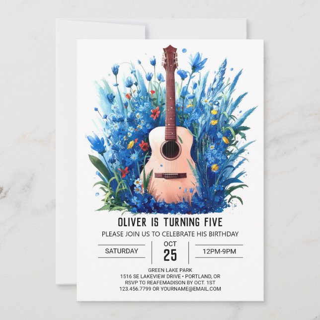 Digital Music Magic Guitar Boy Birthday Invitation (Front)
