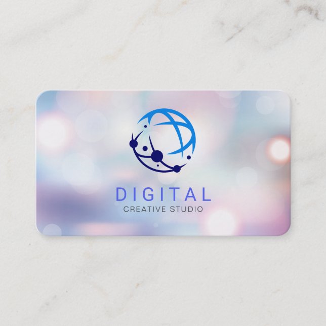 Digital Network Tech Logo Business Card (Front)