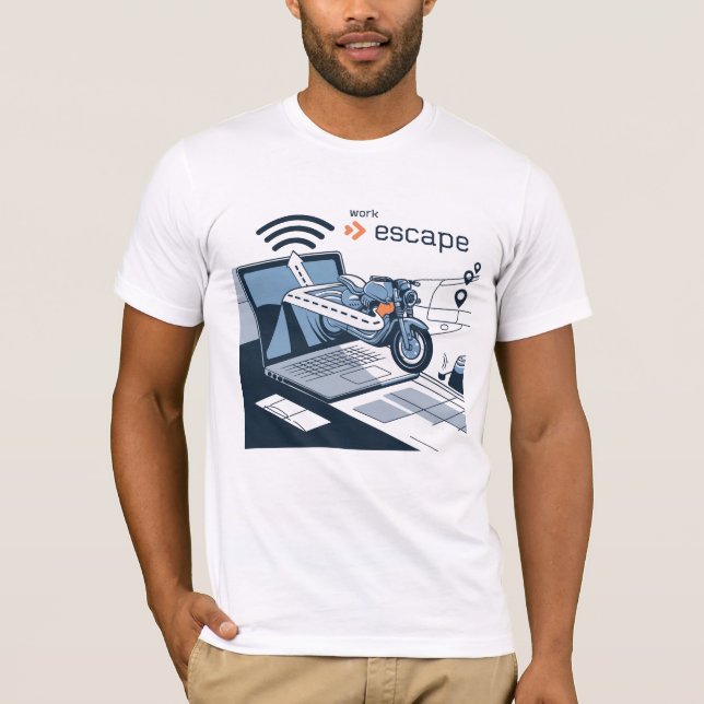 Digital Nomad Escape Route T-Shirt for bikers (Front)