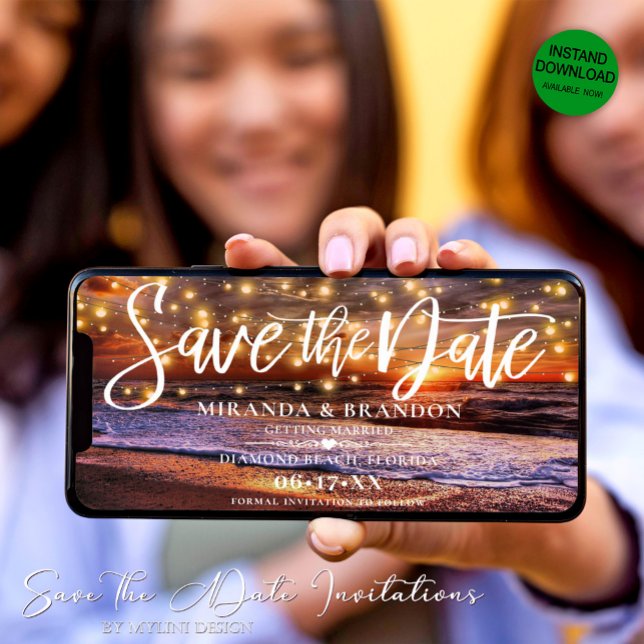 Digital Ocean Beach Save the Date Invitation (Creator Uploaded)