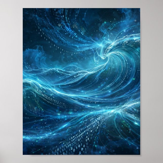 Digital Ocean — Data Stream Abstract Art Poster (Front)
