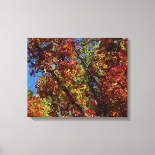 Digital Oil Painted Fall Trees Canvas Print (Front)