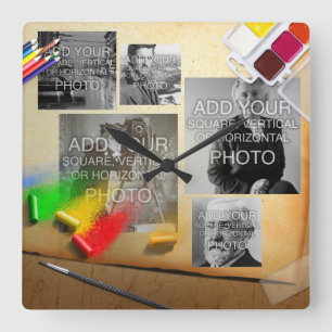 Digital or Instagram 5-Photo Artistic Wall Clock