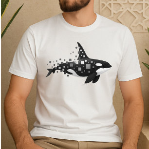Digital Orca Disintegration - Cyber Ocean Series T-Shirt