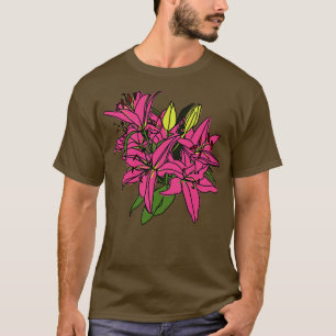 Digital Painting of Pink Lily Flowers T-Shirt