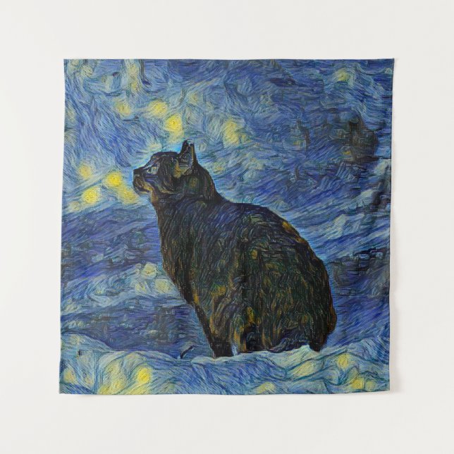 Digital painting Shambhala cat in Vincent Van Gogh Tapestry (Front)