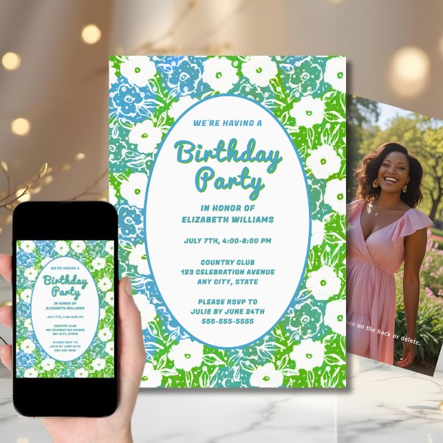 Digital & Paper Birthday Party Invitation Flowers  (Creator Uploaded)