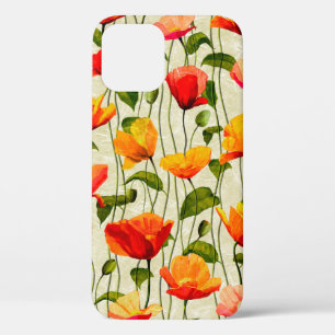 Digital paper poppies pattern iPhone 12 case