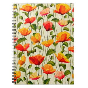 Digital paper poppies pattern notebook