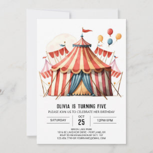Digital Pastel Magic Circus Birthday Invitation