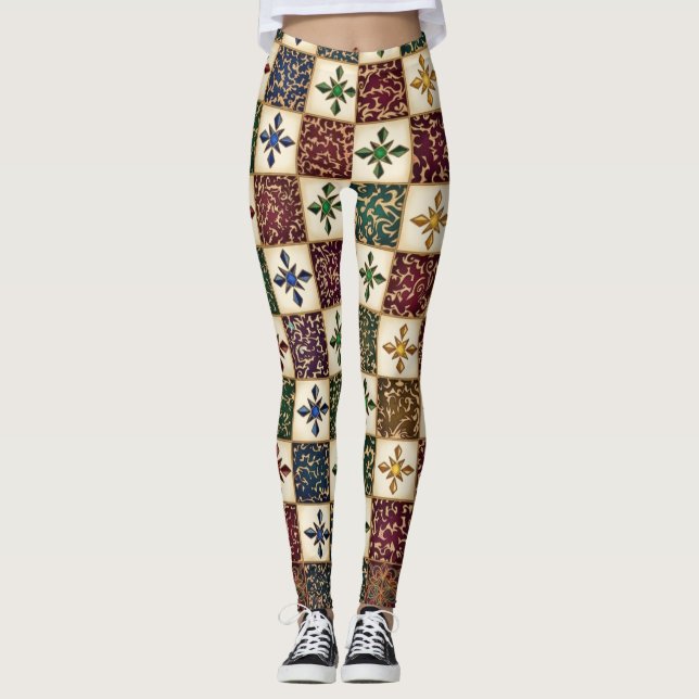 Digital Pattern - Monochrome Tribal Art Leggings (Front)