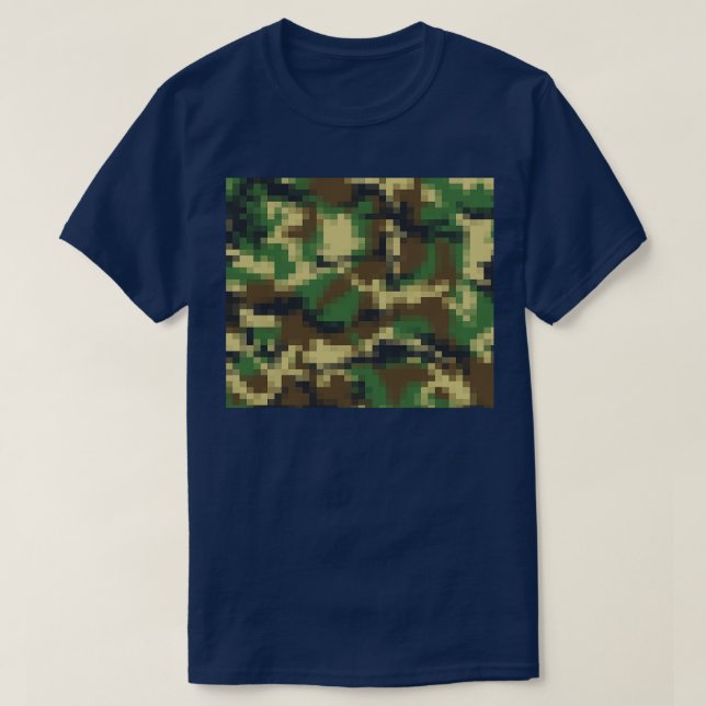 Digital Pixel Camo Camoue Pattern Print T-Shirt (Design Front)