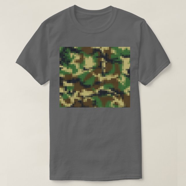 Digital Pixel Camo Camoue Pattern Print T-Shirt (Design Front)