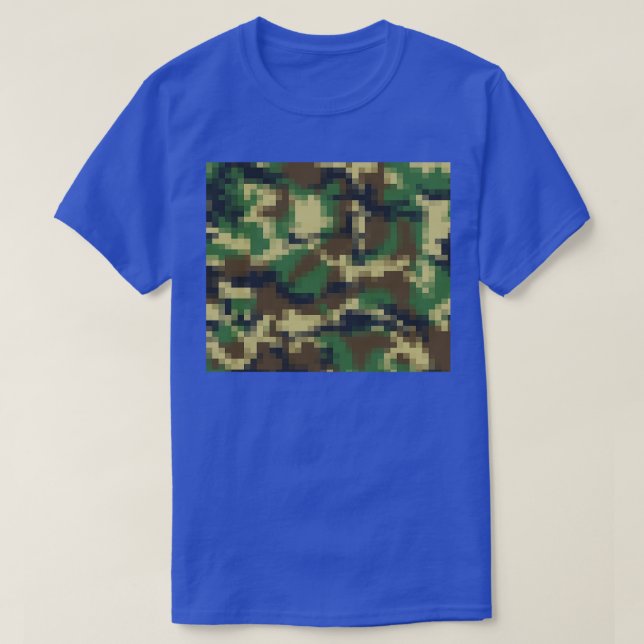 Digital Pixel Camo Camouflage Pattern Print T-Shirt (Design Front)
