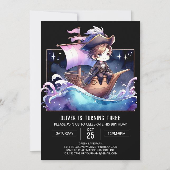 Digital Printable Pirate Birthday Invitation (Front)