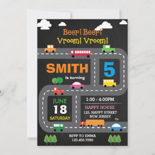 Digital Printable Transport Birthday Invitation