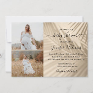 digital & printed 2 photos baby shower  invitation