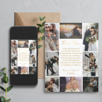 digital&printed 8 photos gold wedding thank you