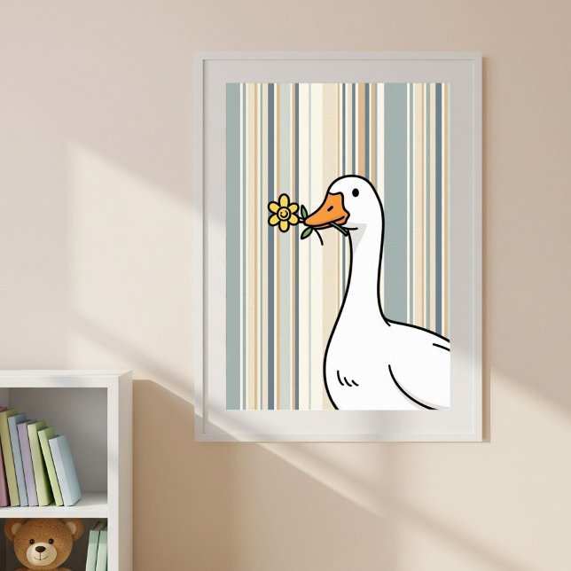 Digital Prints with Cute Duck - Striped Wall Decor (Creator Uploaded)