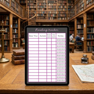 Digital Reading Tracker Template iPad Tablet  Poster