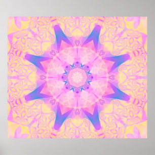 Digital retro abstract mandala. Bright flower. Bea Poster