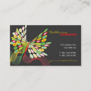 Digital Retro Modern Butterfly Fly Abstract Art Business Card