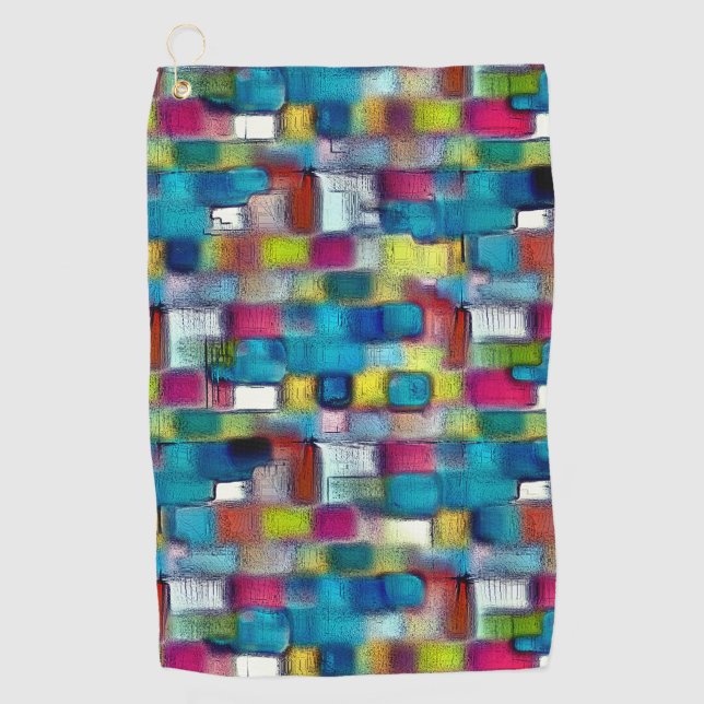Digital rough texture of very coloured square shap golf towel (Front)
