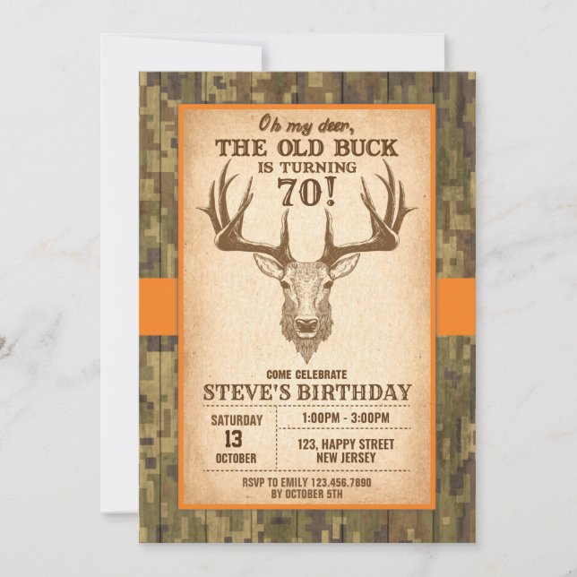 Digital Rustic Deer Birthday Invitation (Front)