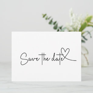 Digital Save the Date Minimalist Script Heart Invitation