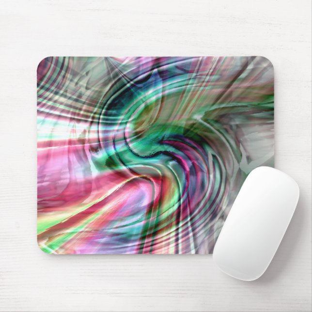Digital shine colourful S-curve brush strokes over Mouse Pad (With Mouse)