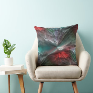Digital skerry in silvery green mint to vivid red cushion