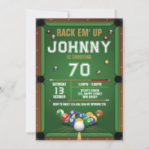 Digital Snooker Billiards Birthday Invitation